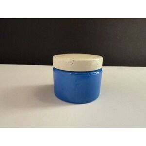 Vintage Hazel Atlas Blue Milk Glass Jar with White Lid Mid Century HA Logo